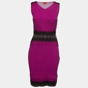 Missoni Fuchsia Knit Sleeveless Patterned Shift Dress